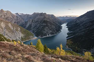 Province Of Sondrio Prints: Lake of Livigno seen from Crap de La Pare in autumn