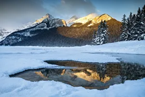 Lake Louise Reflections in Winter, Alberta, Canada