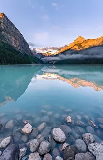 Canoe Gallery: Lake Louise at sunrise, Banff National Park. Alberta, Canadian Rockies, Canada