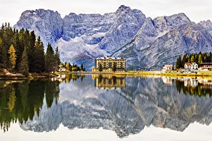 Lake Misurina and Sorapiss mountain Europe, Italy, Veneto, Belluno district, Cortina