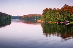 Mecklenburg Prints: Lake Schmaler Luzin at at sunset Feldberger Seenlandschaft, Mecklenburg-Western Pomerania