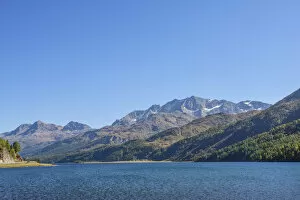Images Dated 13th September 2021: Lake Sils with Piz Corvatsch, Bernina mountain range, Upper Engadin, Grisons (Graubunden)
