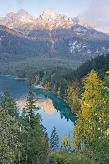 Lake Tovel at sunrise Europe, Italy, Trento region, Trento district, Natural Park