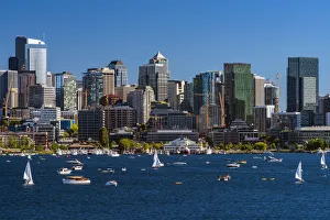 Seattle Prints: Lake Union and downtown skyline, Seattle, Washington, USA