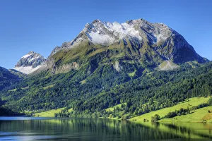 Glarner Alpen Prints: Lake Waagital with Fluebrig mountain in the Glarner Alps at fall, Innerthal, Schwyz