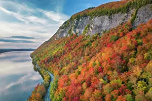 Fall Colors Prints: Lake Willoughby at peak of fall foliage, Green Mountains, Westmore, Vermont, USA