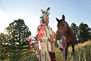 Images Dated 29th May 2013: Lakota Indian in the Black Hills, Western South Dakota, USA. MR