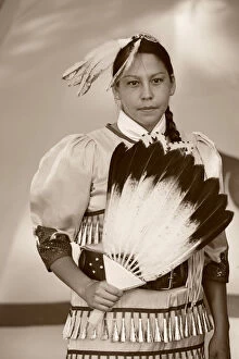 Lakota Woman in full regalia, Custer County, Black Hills National Forest, Western