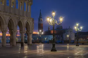 Images Dated 21st October 2020: Lamp posts at St Marks Square in December, Venice, Italy