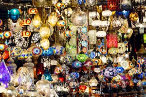 Images Dated 19th June 2019: Lamps and lanterns in shop in the Grand Bazaar, Istanbul, Turkey
