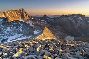 Landscape of Adamello park from Venerocolo peak in Vallecamonica, Brescia province in Lombardy district, Italy