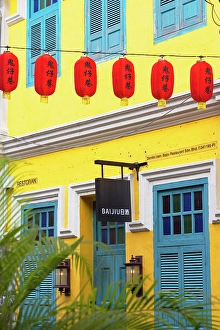 Kuala Lumpur Prints: Lanterns and colourful building, Chinatown, Kuala Lumpur, Selangor, Malaysia