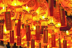 Painted Collection: Lanterns hanging outside the New Buddha Tooth Relic Temple and Museum on South Bridge
