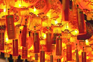 China Town Prints: Lanterns hanging outside the New Buddha Tooth Relic Temple and Museum on South Bridge