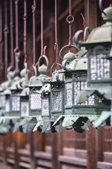 Kansai Collection: Lanterns at Kasuga Taisha Shrine (UNESCO World Heritage Site) at dusk, Nara, Kansai