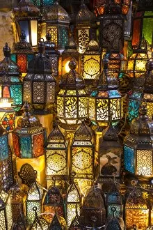 Old City Gallery: Lanterns for sale in a shop in the Khan el-Khalili bazaar (Souk), Cairo, Egypt