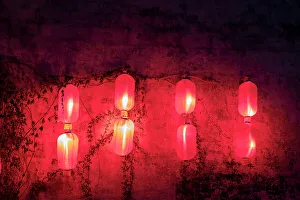 Lanterns on village street, Hongcun, China