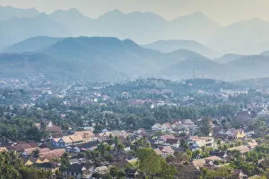 Images Dated 6th September 2018: Laos, Luang Prabang, high angle city skyline from Phu Si Hill