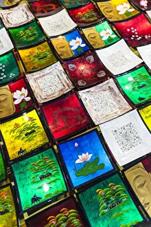 Images Dated 6th September 2018: Laos, Luang Prabang, Sisavangvong Road, Handicraft Night Market, laquerware
