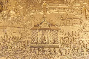 Images Dated 6th September 2018: Laos, Luang Prabang, Wat Pa Huak, golden exterior
