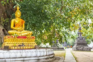 Images Dated 6th September 2018: Laos, Luang Prabang, Wat Wisunarat, golden buddha