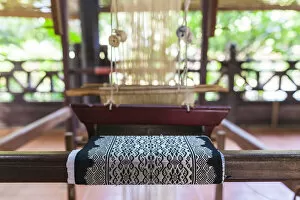 Laos, Vientiane, traditional Lao textile loom