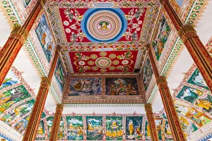 Ceiling Prints: Laos, Vientiane, Wat That Luang Tai, ceiling with Buddhist paintings