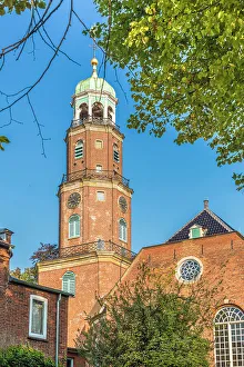 Large church in the old town of Leer, East Frisia, Lower Saxony, Germany