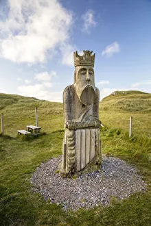 Western Isles Prints: Large Lewis Chessman statue, Uig, Isle of Lewis, Outer Hebrides, Scotland