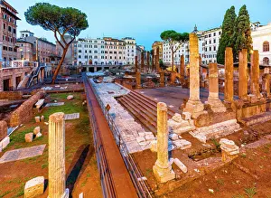 Latium Prints: Largo di Torre Argentina archaeological sites remains of four temples from the Republican age