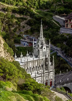 Las Lajas Sanctuary, elevated view, Narino Departmant, Colombia
