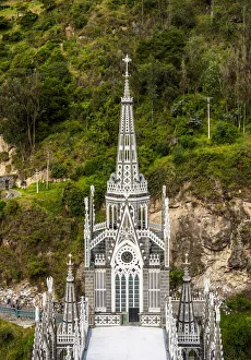 Gothic Revival Prints: Las Lajas Sanctuary, elevated view, Narino Departmant, Colombia