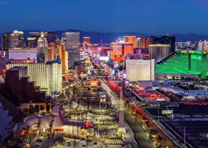 Boulevard Prints: Las Vegas Strip View, Skyline, illuminated Las Vegas, Nevada, USA