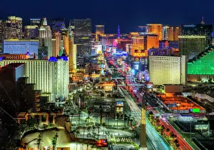 Boulevard Prints: Las Vegas Strip View, Skyline, illuminated Las Vegas, Nevada, USA