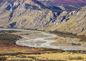 Chalten Prints: Las Vueltas River, elevated view, Los Glaciares National Park, Santa Cruz Province