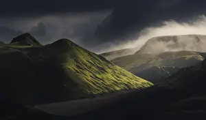 Rugged Peak Prints: Late afternoon light hit the hills of Landmannalaugar in the highlands, Iceland