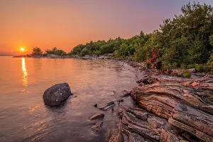Shield Country Prints: Late day light on the granite coast of Georgian Bay near Parry Sound, Ontario, Canada