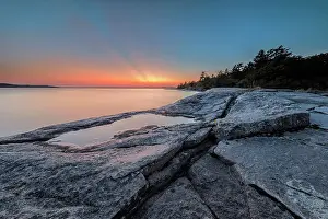 Shield Country Prints: Late day light on the granite coast of Georgian Bay near Parry Sound, Ontario, Canada