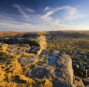 Images Dated 28th January 2009: Late evening golden sunlight at Higher Tor on Belstone Common, Dartmoor National Park