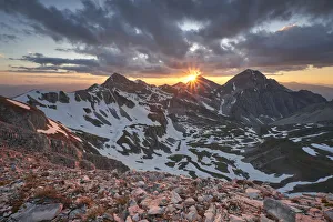 Late spring sunset over Gran Sasso highest peaks - Gran Sasso National Park - Abruzzo Late spring sunset over Gran Sasso highest peaks - Gran Sasso National Park - Abruzzo