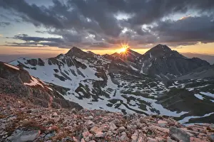 Cloudscape Prints: Late spring sunset over Gran Sasso highest peaks - Gran Sasso National Park - Abruzzo