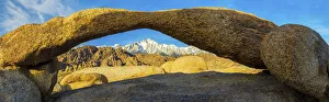 Alabama Hills Prints: Lathe Arch Framing Lone Pine Peak, Alabama Hills, Lone Pine, California, USA