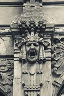 Latvia, Riga, Art Nouveau District, building detail at 2a Alberta Iela Street, b. 1906