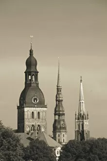 Images Dated 7th September 2010: Latvia, Riga, Old Riga, view of three Riga churches