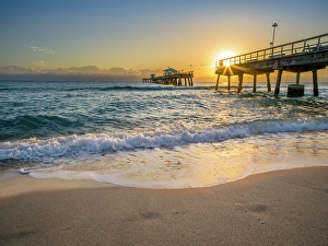 Fishing Pier Prints: Lauderdale by the Sea, Fishing Pier at Sunrise