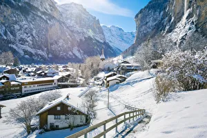 Ski Resort Prints: Lauterbrunnen, Berner Oberland, canton of Bern, Switzerland