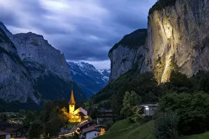 Images Dated 19th August 2019: Lauterbrunnen at Night, Bernese Oberland, Switzerland