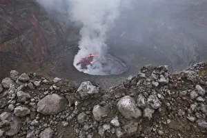 Democratic Republic Of Congo Prints: Lava lake Nyiragongo with glowing lava - Congo, Democratic Republic, North Kivu