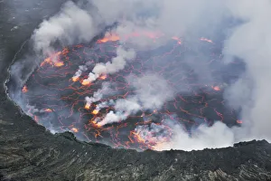 Eruption Prints: Lava lake Nyiragongo with glowing lava - Congo, Democratic Republic, North Kivu