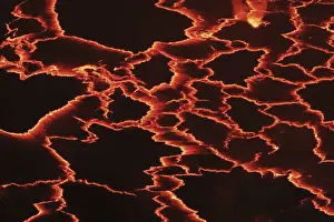 Eruption Prints: Lava lake Nyiragongo with glowing lava meltings - Congo, Democratic Republic, North Kivu